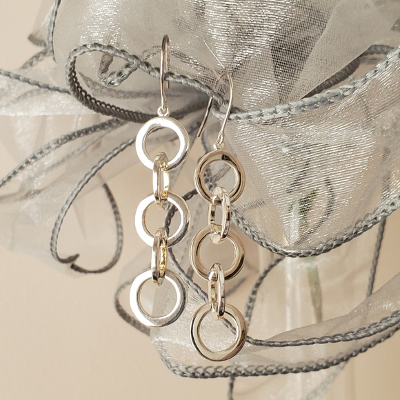 Sterling Interlocking Circles Earrings by C^A - Picture 7 of 12